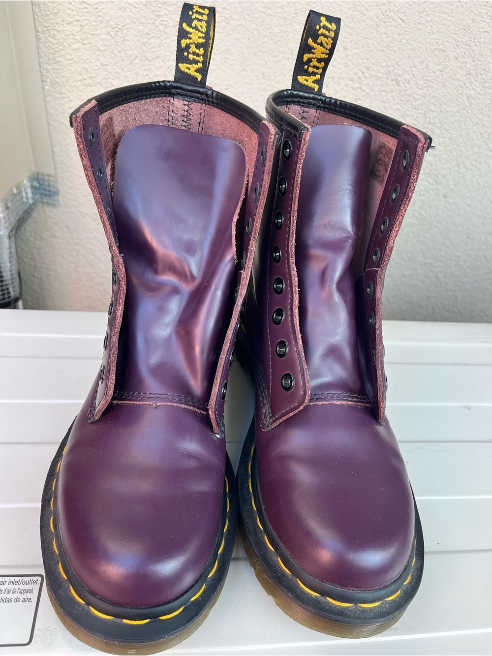 Dr. Martens 11821 plum Leather Combat Boots Women's AirWair Size 7 - Picture 4 of 8
